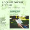 Quart d’heure lecture jeudi 19 septembre